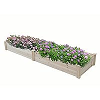 BTEXPERT 8ft x 2ft Raised Garden Beds Elevated Planting Divisible Large Wood Planter Box Kit Stand for Vegetable Flower Backyard, Patio, Balcony Bed Liner Outdoor - Clear Natural
