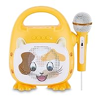 Singimals Kids Karaoke Speaker with Microphone - Unleash Your Child's Inner Superstar, Bluetooth v5.1, 12H Playtime, 5W Speaker, Multicolor LED Lighting, Patches The Cat
