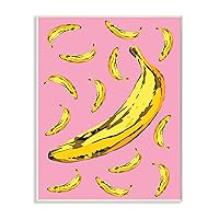 Stupell Industries Ripe Bananas Whimsical Tropical Fruits Yellow Pink, Designed by Ziwei Li Wall Plaque, 13 x 19