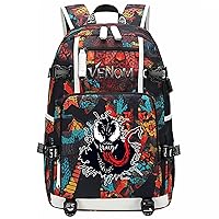 Unisex Venom Backpack with USB Charging Port-Large Capacity Bookbag Casual Travel Daypack for Outdoor