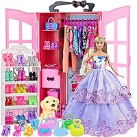  Barbie Closet Playset with 3 Outfits, 3 Pairs of Shoes