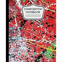 Composition Notebook: Red Abstract Paint Splatter Art 7.5