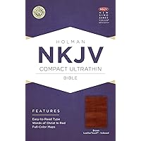 NKJV Compact Ultrathin Bible, Brown Cross LeatherTouch, Indexed