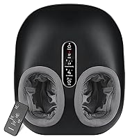 Foot Massager with Heat, Shiatsu Deep Kneading Foot Massager Machine with Multiple Massage Modes & Adjustable Air Intensity for Home and Office Use, Fits Feet Up to Men Size 12 (Black)