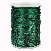 FQTANJU Satin Rattail Nylon Cord, 300 Feet 2mm Beading Satin String for Chinese Knotting, Arts and Crafts, Macrame Bracelets, Necklaces, Jewelry Making (Dark Green)