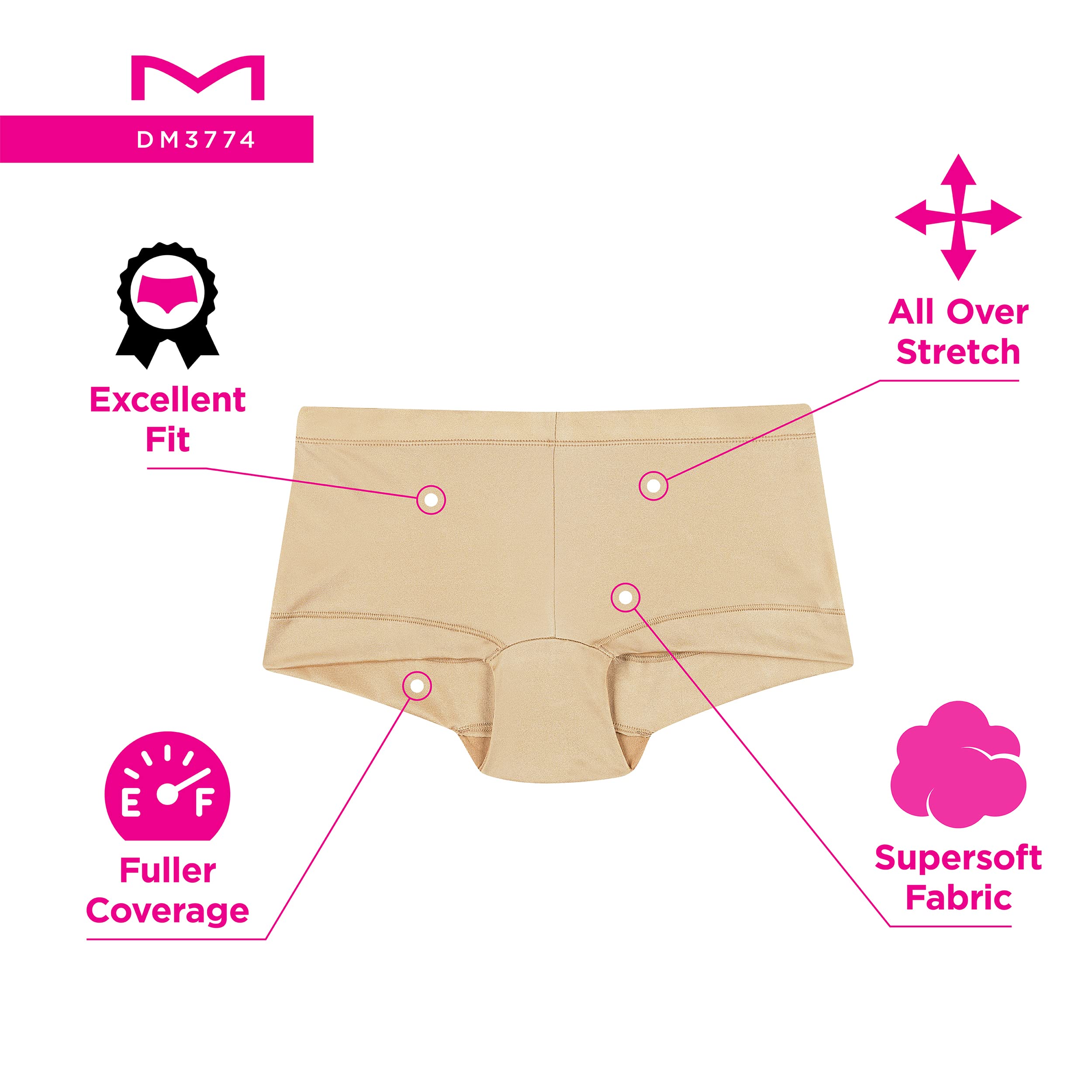 Maidenform Women's Microfiber Boyshort Underwear Pack, Full Coverage Boyshort Panties, 3-pack