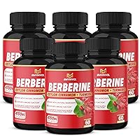 6 Packs Berberine Supplement 4700mg - 12 Months Supply - High Potency with Ceylon Cinnamon, Turmeric Curcumin - Cardiovascular Gastrointestinal Immune Support - Berberine HCl Supplement Pills