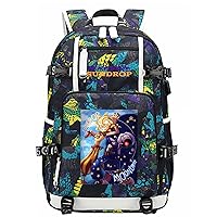 Student Lightweight Bookbag-Sundrop and Moondrop Canvas Daypack Bagpack with USB Charging Port for Travel