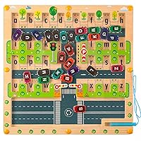 Magnetic Alphabet Parking Lot Montessori Puzzle Toys for 3 4 5 6 Year Old Boys and Girls, for Preschool Education,Information Capture Capability, Coordination Ability (Parking Lot, Regular)