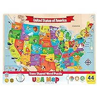 44 Piece Jigsaw Puzzle for Kids - USA Map Wood Puzzle - 16.5