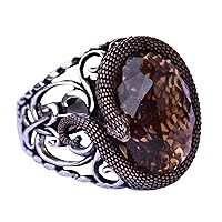 Handmade Ring, Snake Ring, Sterling Silver Men Ring, Gift For Him, Silver Accessory, Sultanite Created Stone,