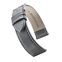 ALPINE flat Stitched Genuine Leather Watch strap with Quick Release Spring Bars - Black, Brown, burgundy, red, pink, blue, grey - 12-22 mm