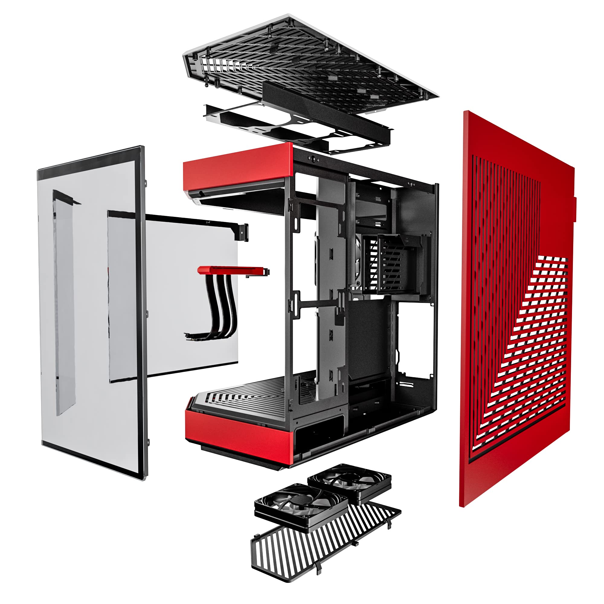 HYTE Y60 Modern Aesthetic Dual Chamber Panoramic Tempered Glass Mid-Tower ATX Computer Gaming Case with PCIE 4.0 Riser Cable Included, Red (CS-HYTE-Y60-BR)
