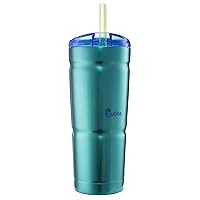 BUBBA BRANDS Envy S Vacuum-Insulated Stainless Steel Tumbler with Lid and Straw, 24oz Reusable Iced Coffee or Water Cup, BPA-Free Travel Tumbler, Island Teal