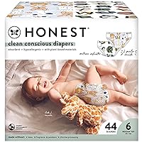 The Honest Company Clean Conscious Diapers | Plant-Based, Sustainable | All The Letters + It's a Pawty | Club Box, Size 6 (35+ lbs), 44 Count