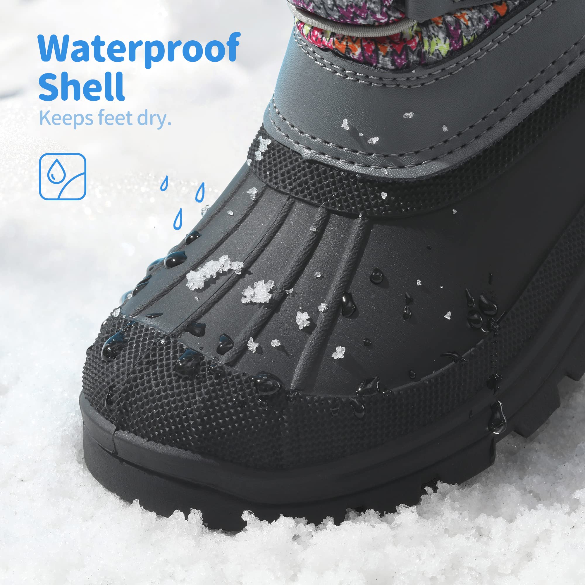 DREAM PAIRS Boys Girls Insulated Waterproof Snow Boots