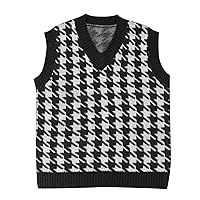Women's Knit Vest Casual V-Neck Pullover Shirt Collision Color Sleeveless Sweater Vest, S-XL