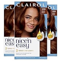Nice'n Easy Permanent Hair Dye, 5RB Medium Reddish Brown Hair Color, Pack of 3