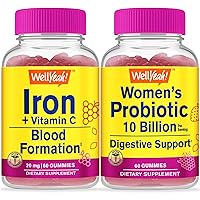 Iron+Vitamin C + Probiotics Women 10B CFU, Gummies Bundle - Great Tasting, Vitamin Supplement, Gluten Free, GMO Free, Chewable Gummy