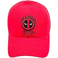 Concept One Marvel Deadpool Have A Nice Day Cotton Adjustable Baseball Hat with Curved Brim, Red, One Size