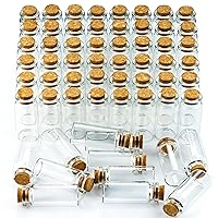 60 Pieces 10ml Cork Stopper Glass Bottles - DIY Mini Glass Jars, Tiny Clear Vials with Cork for Display Art Crafts Decoration Wedding Party Supplies
