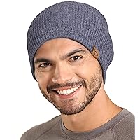 Winter Beanie Knit Hat for Men & Women - Merino Wool Ribbed Cap - Warm & Soft Stylish Toboggan Skull Caps for Cold Weather