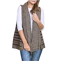 TD Collections Women's Winter Warm Striped Collared Knit Vest - DS1252