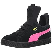 PUMA Unisex-Kids Suede Fierce Patent Block AC Kids Sneaker, Black-Knockout Pink-Sulphur Spring, 1.5 M US Little Kid