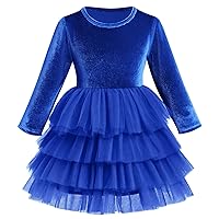 Toddler Kids Girl Christmas Velvet Dress Ruffle Tulle Gown Pageant Party Fall Winter Wedding Xmas Holiday Dresses 1-8T