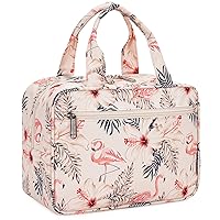 Narwey Full Size Toiletry Bag Women Large Makeup Bag Organizer Travel Cosmetic Bag for Toiletries Essentials Accessories (Beige Bird)