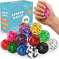 Stress Balls Set - 18 Pack - Party Favors | Stress Balls for Adults - Squishy Balls, Goody Bag Stuffers | Anxiety Relief Calming Tool - Fidget Stress Ball for Autism & ADD/ADHD