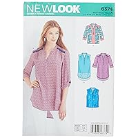 NEW LOOK 6374 Misses' Shirts with Sleeve and Length Options Sewing Kit, Size A (10-12-14-16-18-20-22)