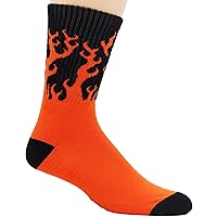Black and Orange Fiery Flames Performance Athletic Crew Socks