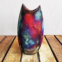 Koi 6.3 inch Handmade Ceramic Raku Vase - Pottery Gifts for Her, Boho, Gift Box, Gift for Mom, Bridesmaid Wedding Gift, Home Décor - FC