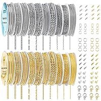 Ecoofor Necklace Chains for Jewelry Making, 82 Feet 10 Rolls 304 Stainless Steel Jewelry Chains 75.5 Feet 10 Rolls Gold Necklace Chains for DIY Necklace Bracelet Jewelry Making