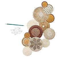 RESPOROX ELEGANCE YOUR WAY Set of 13 Hanging Woven Baskets for Wall Decor - Handcrafted Bamboo, Rattan & Seagrass Baskets come with Hanger Nails, Marking Pencil & Templates