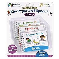 Learning Resources Skill Builders! Kindergarten Flipbook Library - 3 Pieces, Ages 5+, Kindergarten Learning Activities, Spelling and Counting for Kids, My First Library for Kids