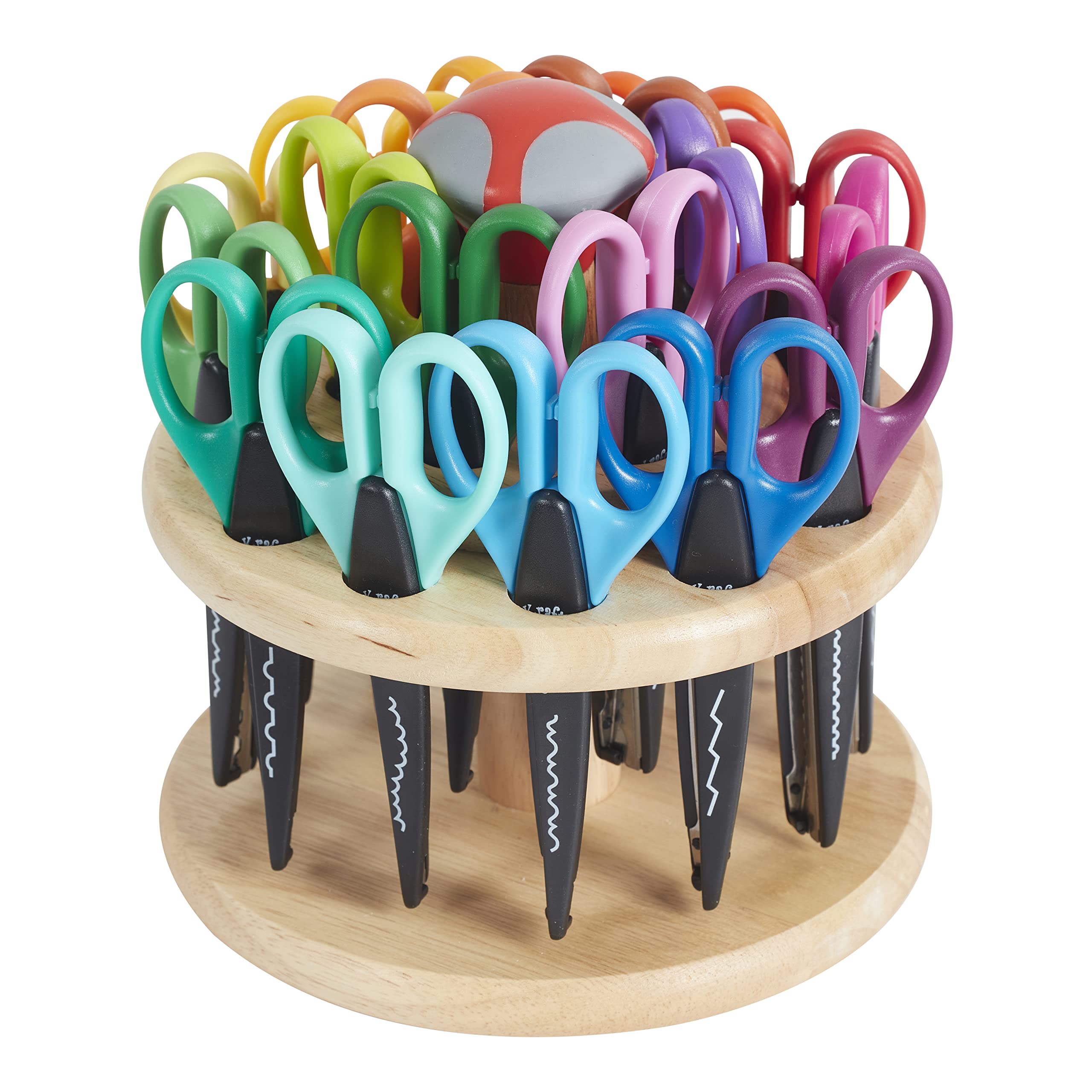 ECR4Kids Kraft Edgers with Rotating Hardwood Rack, Decorative Scissors, Assorted, 18-Piece