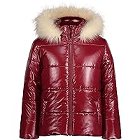 HUDSON Girls' Hooded Winter Puffer Jacket, Heavy Weight Coat with Full Length Zipper