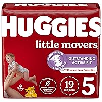 Huggies Size 5 Diapers, Little Movers Baby Diapers, Size 5 (27+ lbs), 19 Count