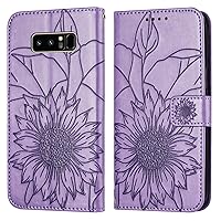 Smartphone Flip Cases Slim Case Compatible with Samsung Galaxy Note 8 Wallet Case with Card Holder, Embossed Floral Cover Leather Folio Flip Case Shockproof Protective Cover Compatible with Woman Flip