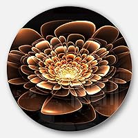 Glittering Brown Yellow Fractal Flower Floral Metal Wall Art-Disc of 11, 11X11-Disc of 11 inch, Green
