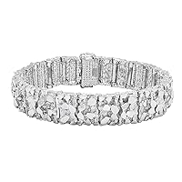 Thick 15mm Rhodium Plated Chunky Nugget Textured Large Link Bracelet