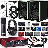 Focusrite Scarlett 2i2 Studio 4th Gen USB Audio Interface with Complete Kit Exclusive Software Bundle with CR3-X Creative Multimedia Monitors with Professional Microphone Kit and Recording Headphones