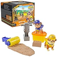 Rubble and Mix Action Figures Set, with 3 oz of Kinetic Build-It Sand and 2 Hand Held Building Toys, Kids Toys for Ages 3 and up