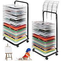 Wire Art Drying Rack Flexible Shelves Mobile Cart for Painting Craft Artwork Canvas Storage, Stackable Metal Stainless Steel Art Rack Power Coated for Classroom, Art Club(25 Shelves)