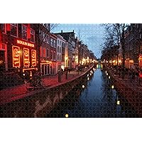 Holland Red Light District Amsterdam Jigsaw Puzzle for Adults 1000 Piece Wooden Travel Gift Souvenir