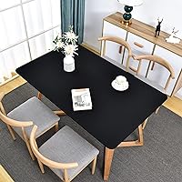 Fitted Rectangle Table Topper Cover Spandex Stretchable Cocktail Tablecloth Black Table Cover Cap with Elastic Edge 42 x 72 inch