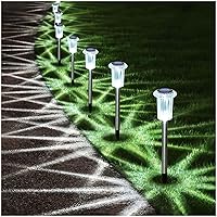 DenicMic Solar Lights Outdoor 10 Pack Solar Pathway Lights Outdoor Waterproof Solar Garden Lights LED Stainless Steel Outdoor Solar Lights for Yard Path Walkway Driveway Garden Decor (Cold White)