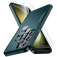 SPIDERCASE Designed for Galaxy S23 Case, [10 FT Military Grade Drop Protection], 2 Pack [Tempered Glass Screen Protector+Camera Lens Protector] Heavy Duty Shockproof Case,Dark Green